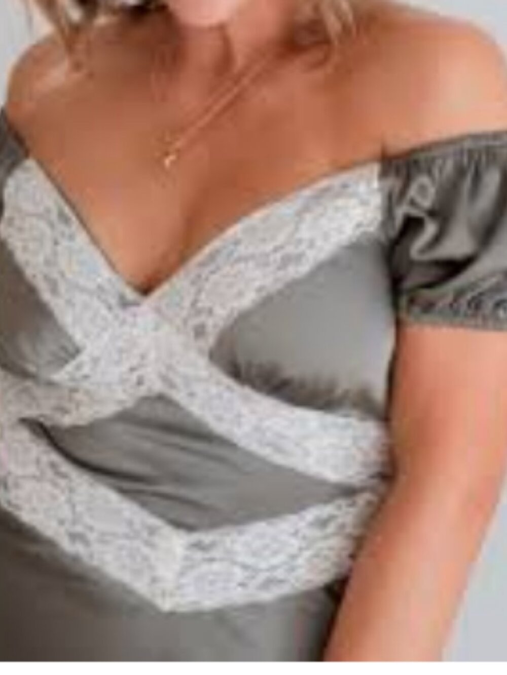Lace Trimmed Satin Maxi Dress; Brand = And Now This; NWT; Size XL